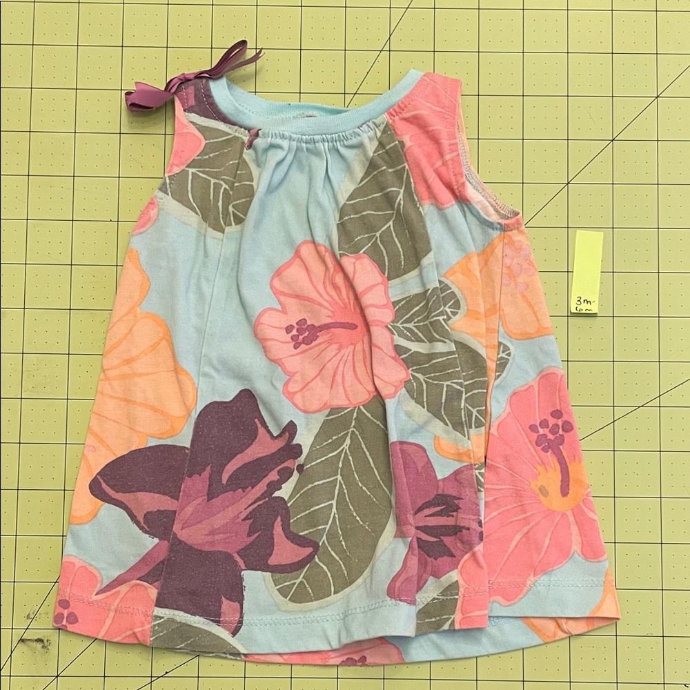 Tropical Floral Kids Tank Top - Pink and Blue